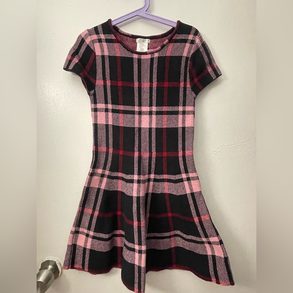 Max Studio Pink and Black Plaid Kids Dress